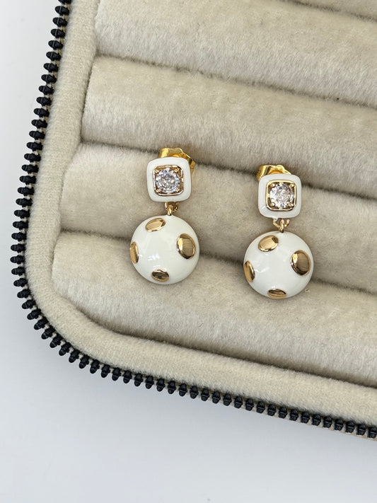 Chic White Enamel Earrings - Elegant and Stylish Jewelry