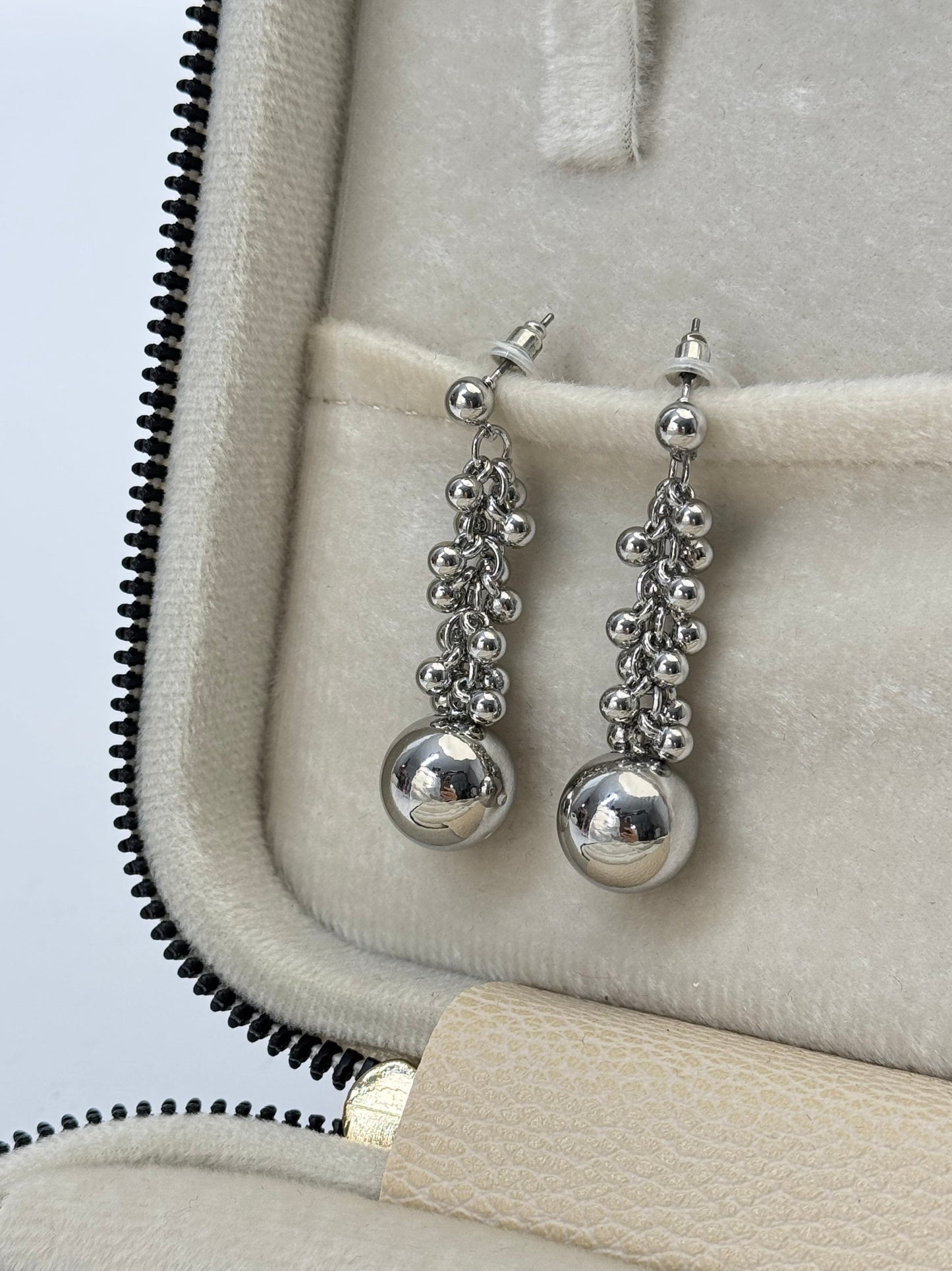 AHUELA Imported Silver Beaded Earrings - Stunning Design for Every Occasion