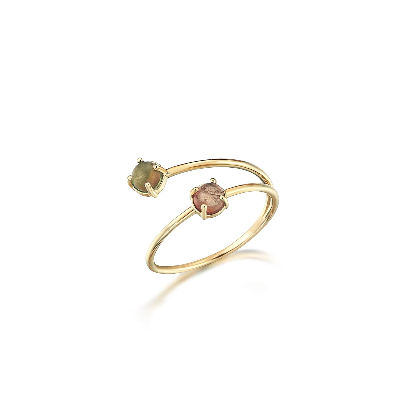 Stunning Gold Ring with Double Tourmaline Stones