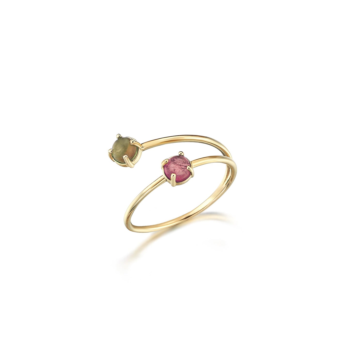 Stunning Gold Ring with Double Tourmaline Stones