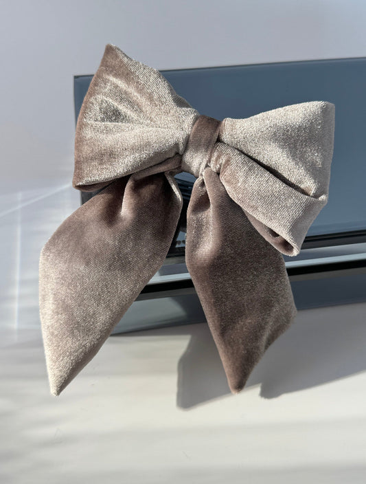 Chic Gray Velvet Bow Hair Clip