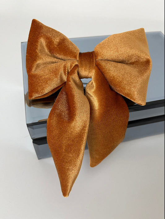 Mustard Yellow Velvet Bow Hair Clip