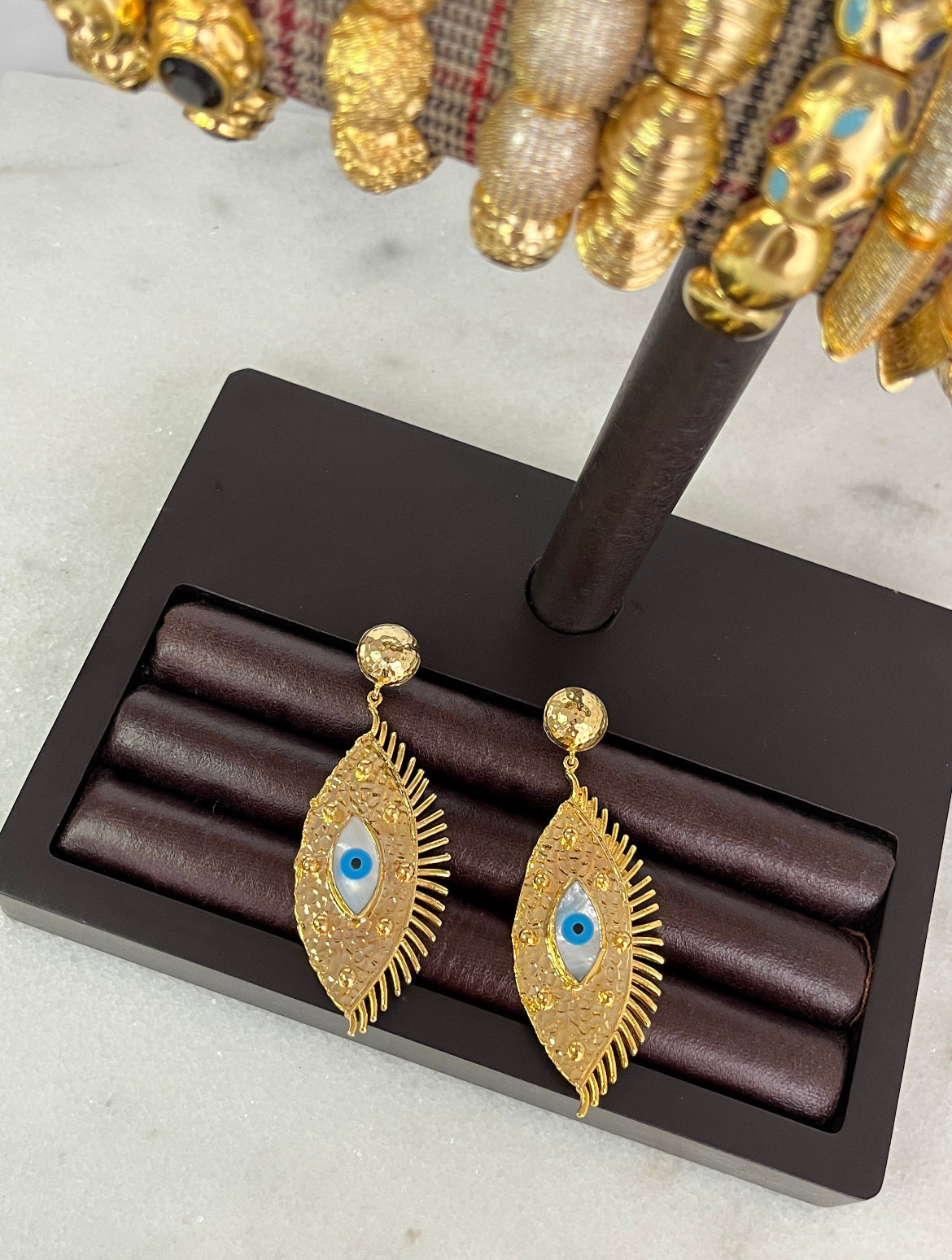 Eye-Catching Gold-Plated Earrings - Göz Model