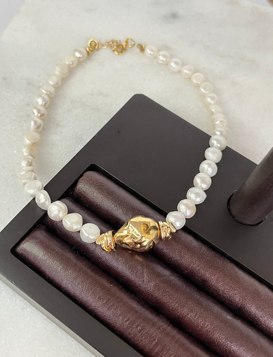 FERSUN Gold-Plated Real Pearl Necklace – Elegant and Timeless Jewelry