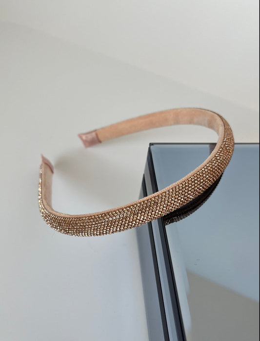 Elegant Pink Crystal Stone Thin Headband - Darya Collection