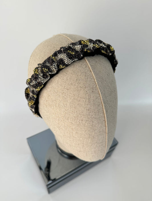 EFRUZ Imported Leopard Print Crystal-Studded Headband