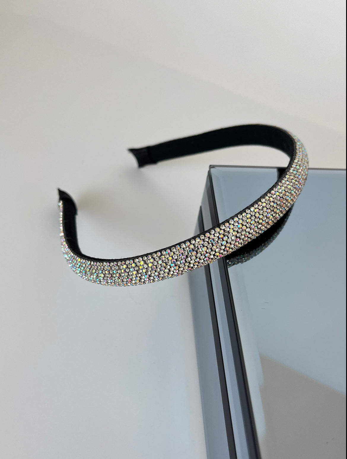 Colorful Crystal-Embellished Black Slim Headband by Darya