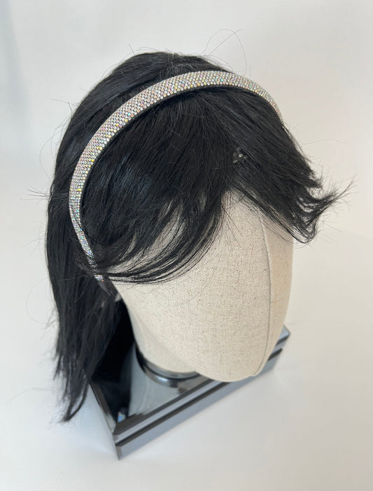 Colorful Crystal-Embellished Black Slim Headband by Darya