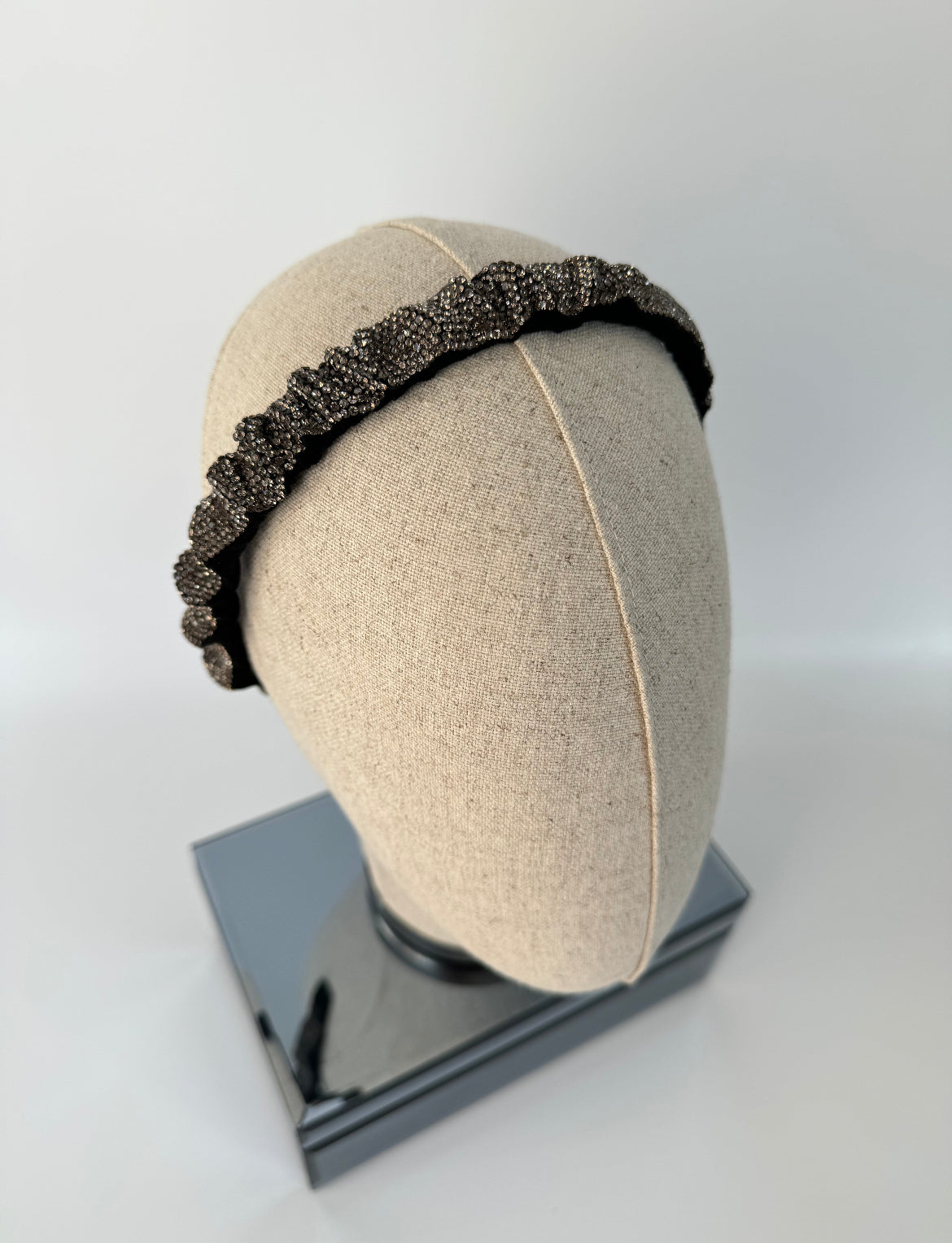 EFRUZ Imported Brown Crystal Stone Headband with Delicate Ruffles