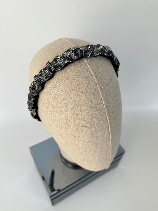 Stylish Gray Leopard Print Crystal-Embellished Headband - EFRUZ Imported Design