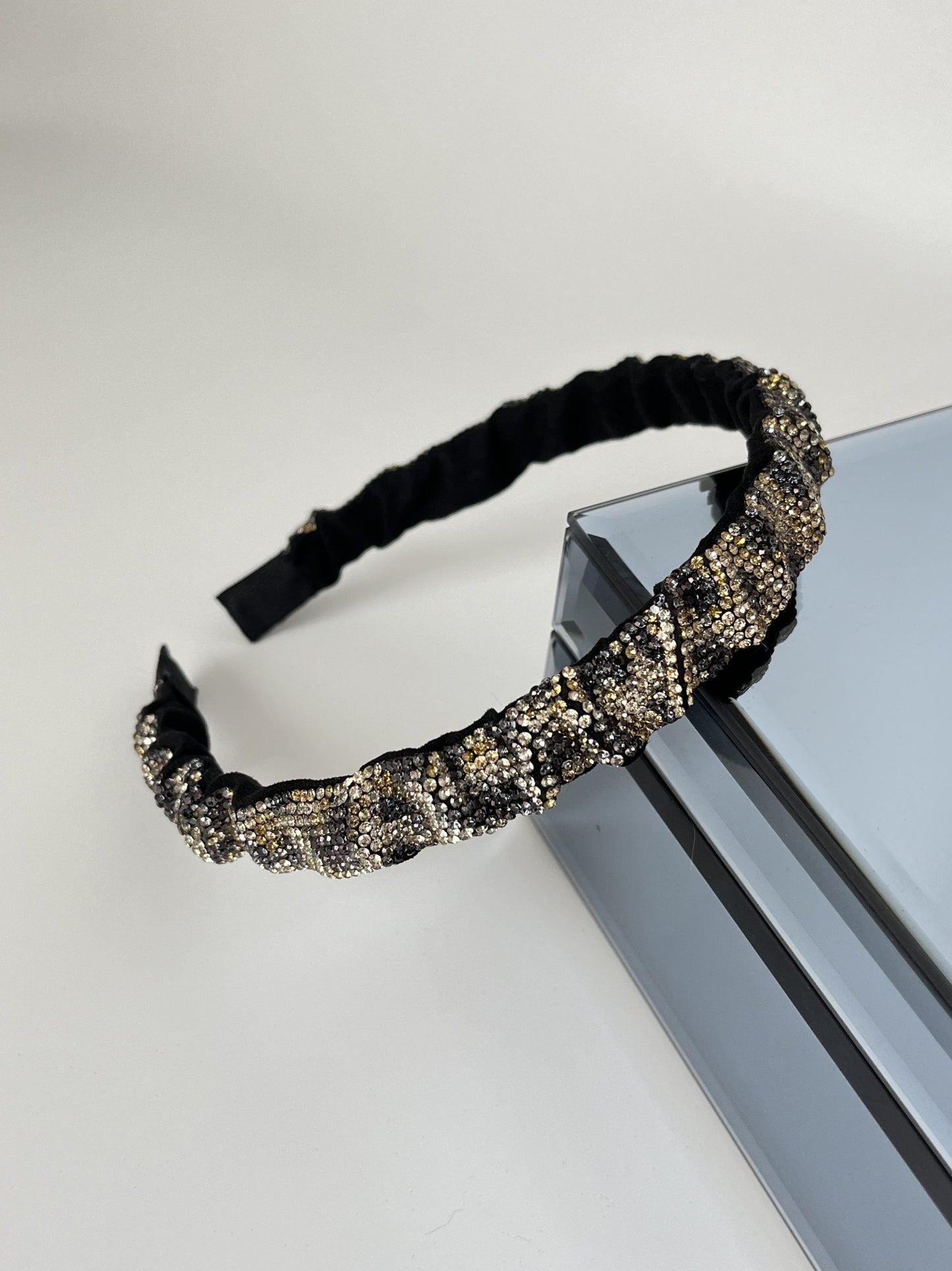 EFRUZ Imported Thin Leopard Print Crystal Stone Headband