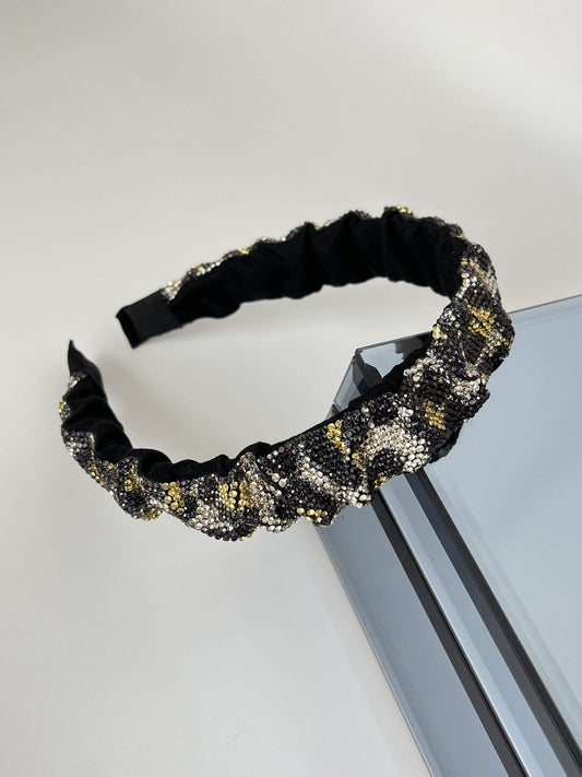 EFRUZ Imported Leopard Print Crystal-Studded Headband