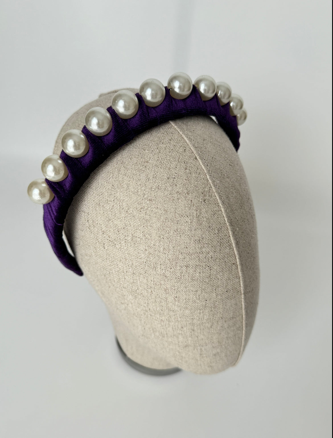 Farzin Imported Purple Velvet Crown with Pearls - Luxurious Headpiece