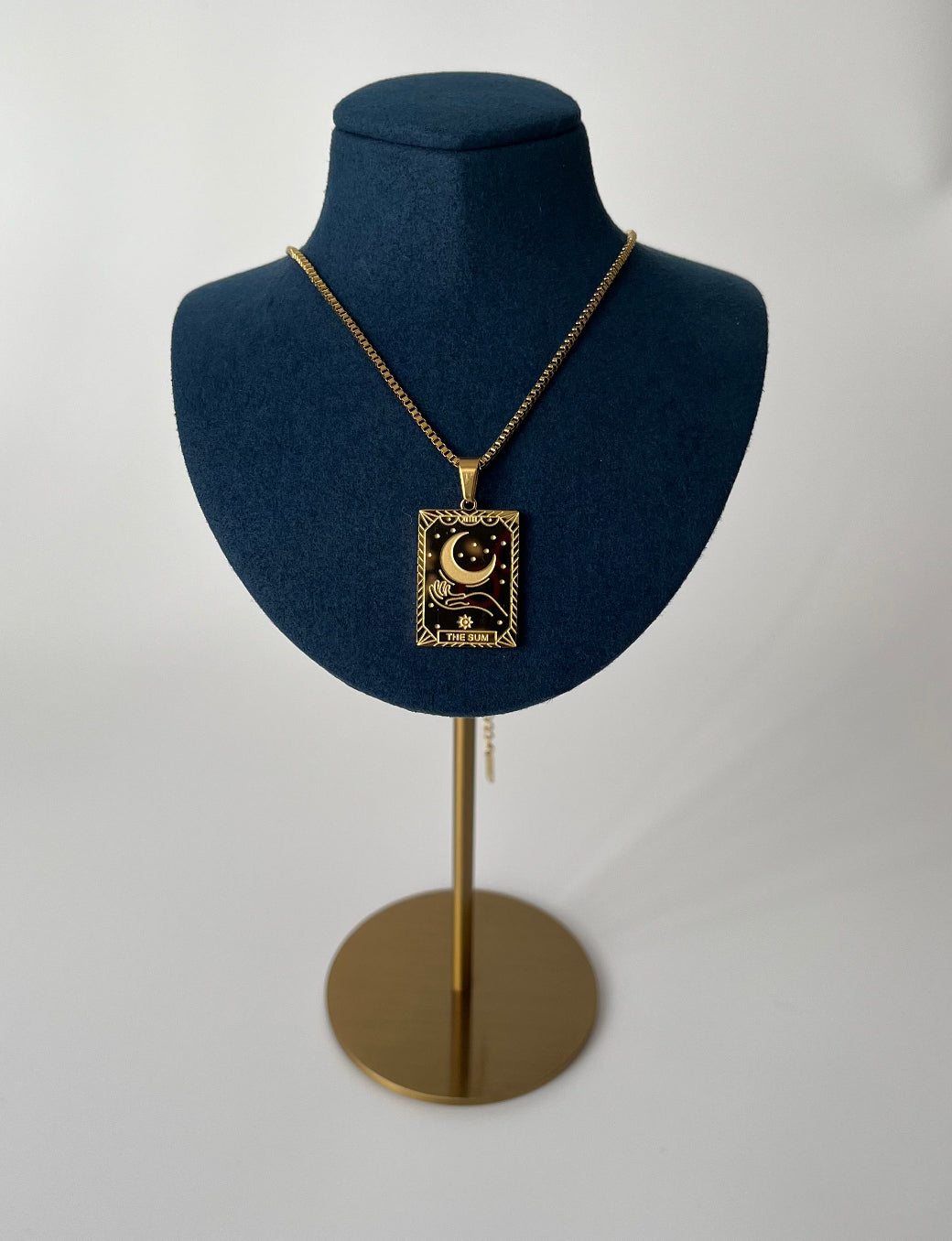 Stylish Gold Steel Double Design Pendant Necklace with Balanced Scales