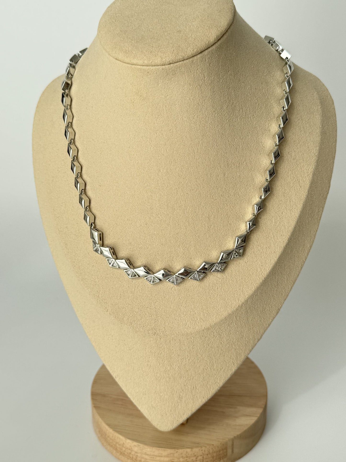 Imported Silver Baklava Slice Necklace - Elegant and Unique Jewelry Piece