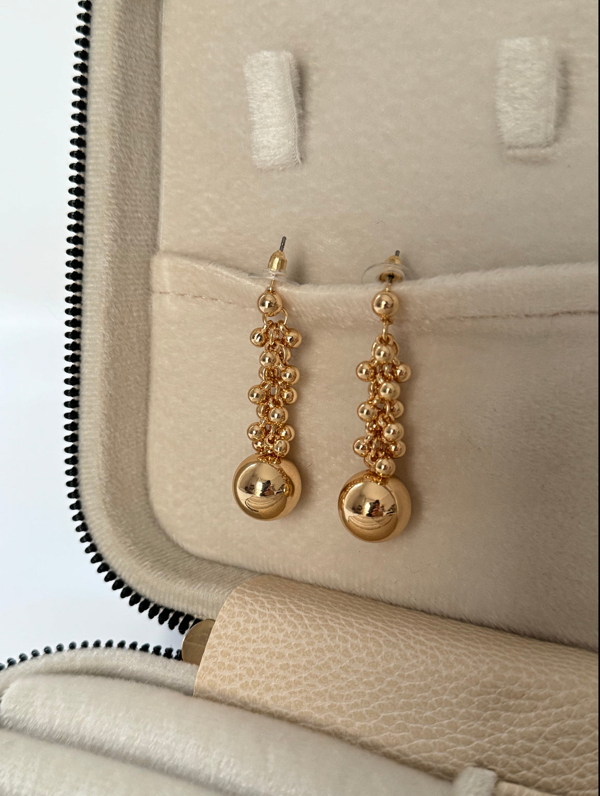 AHUELA Imported Gold Bead Earrings - Stylish and Elegant Design