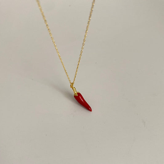 925 Sterling Silver Enamel Chili Pepper Necklace