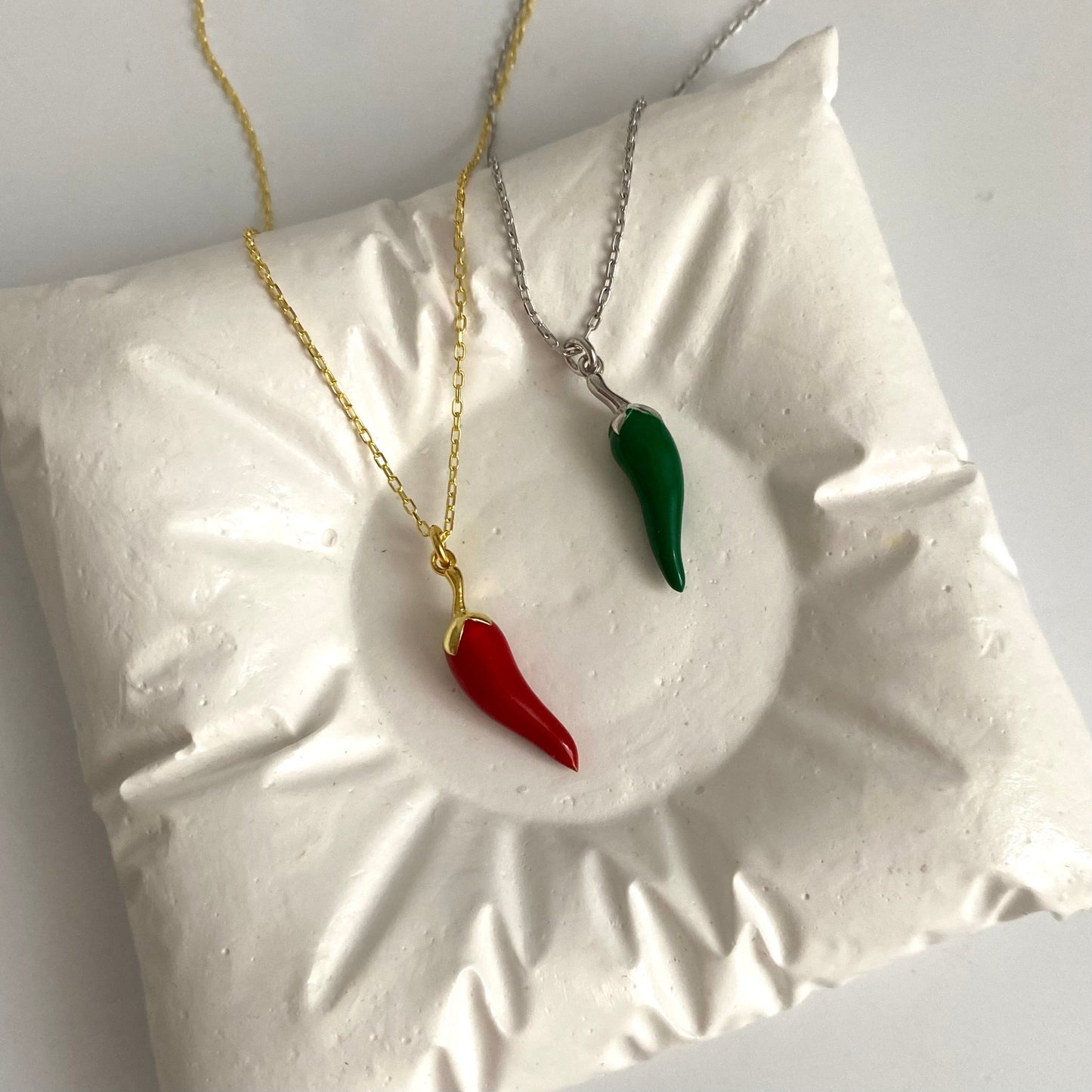 925 Sterling Silver Enamel Chili Pepper Necklace