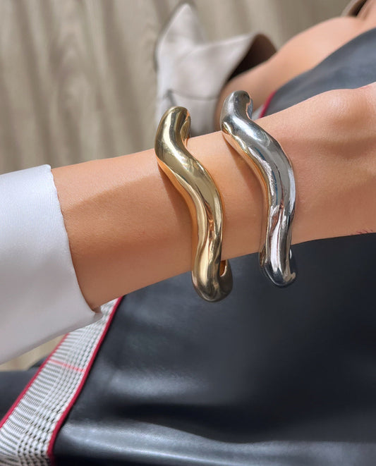 Stunning Asymmetrical Gold Cuff Bracelet