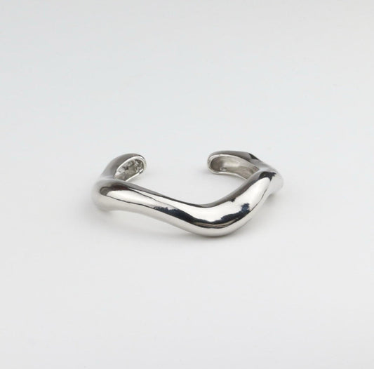 Stylish Asymmetrical Silver Cuff Bracelet