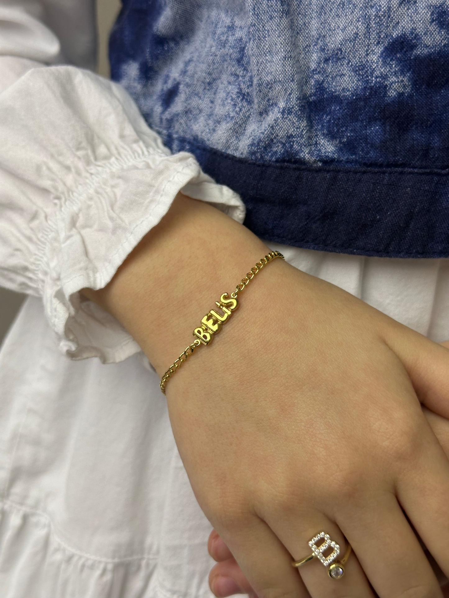 Gold-Plated 925 Sterling Silver Letter Bracelet for Girls - Adorable Silver Kids Bracelet