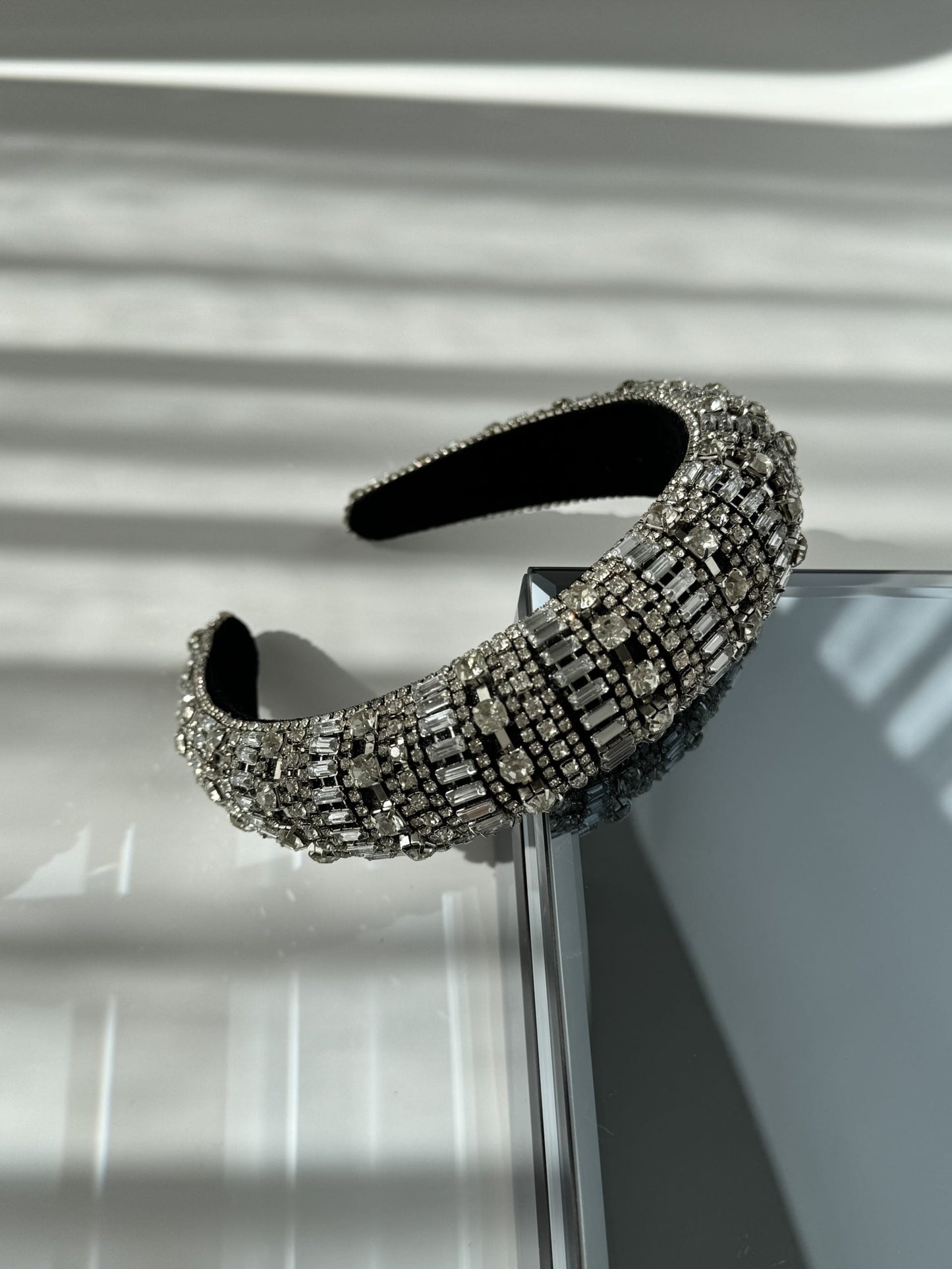 AZADE Imported Silver Stone-Encrusted Tiara