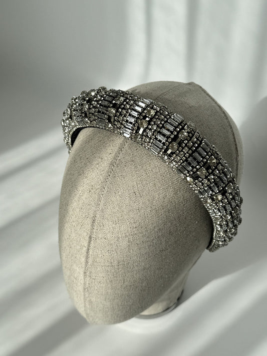 AZADE Imported Silver Stone-Encrusted Tiara