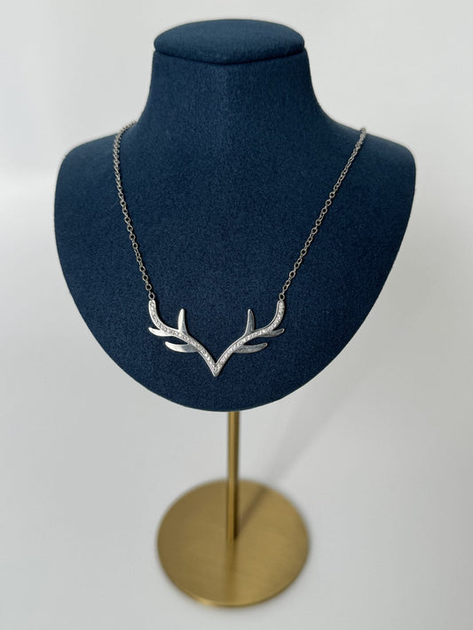 Imported Silver Steel Necklace with Deer Detail