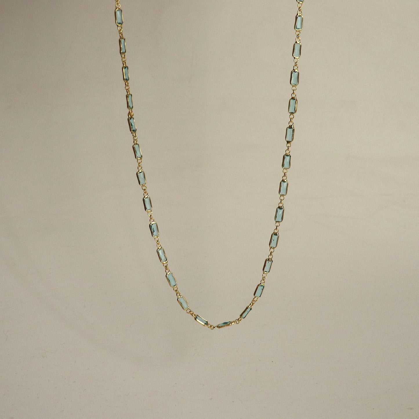 Stunning 925 Sterling Silver Turquoise Baguette Stone Necklace