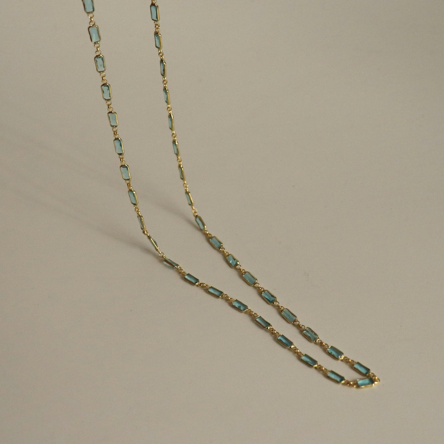 Stunning 925 Sterling Silver Turquoise Baguette Stone Necklace