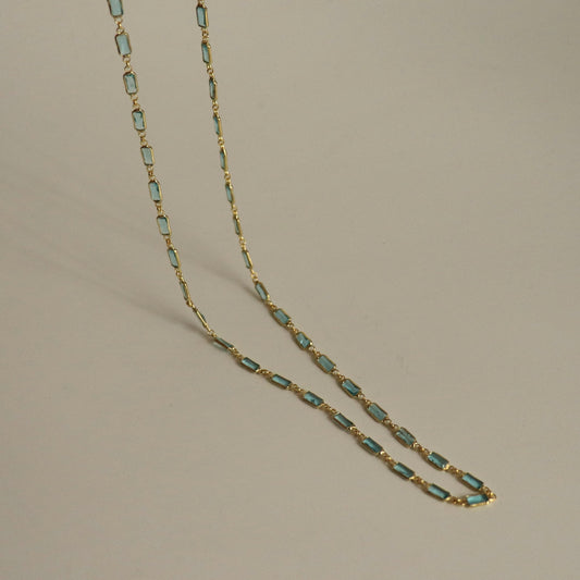 Stunning 925 Sterling Silver Turquoise Baguette Stone Necklace