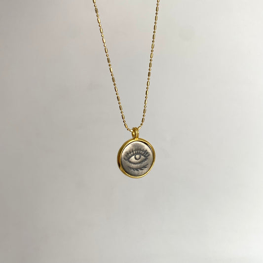 Antique Celestial Eye Necklace in 925 Sterling Silver