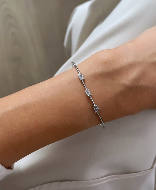 Imported Silver Cuff Bracelet with Stunning Rectangular Stones