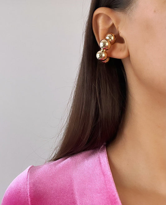 Imported XL Gold Ear Cuff with Charming Bead Details