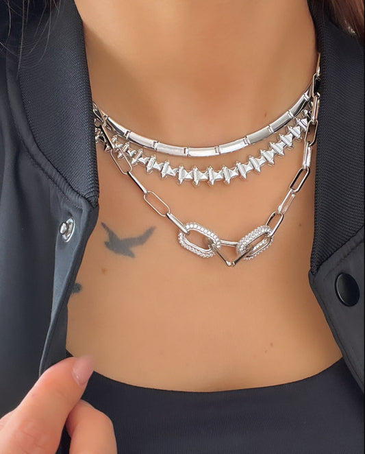 Imported Silver Necklace with Stunning Nail Detail