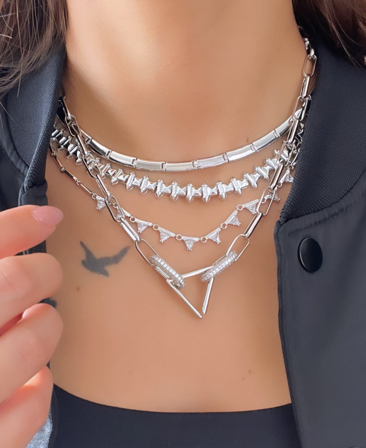 Imported Silver Necklace with Stunning Nail Detail