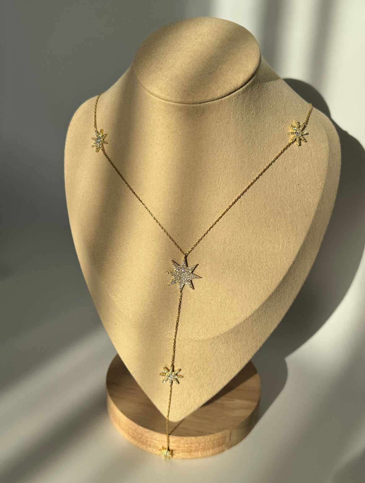 925 Sterling Silver Star-Detail Gold Necklace