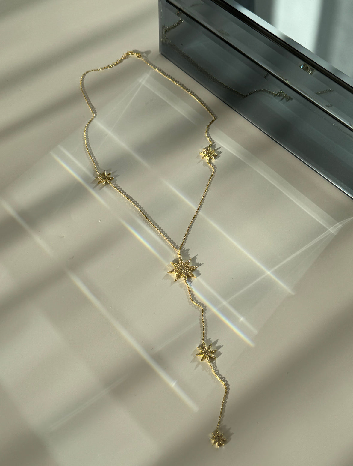 925 Sterling Silver Star-Detail Gold Necklace