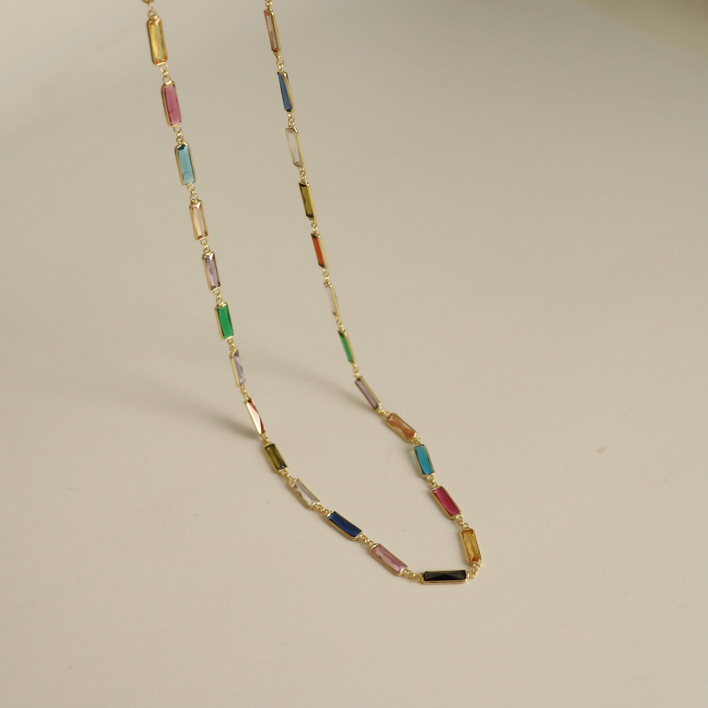 925 Sterling Silver Multicolor Geometric Pendant Necklace