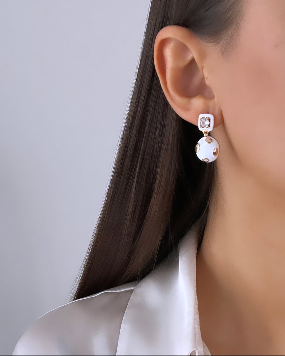 Chic White Enamel Earrings - Elegant and Stylish Jewelry