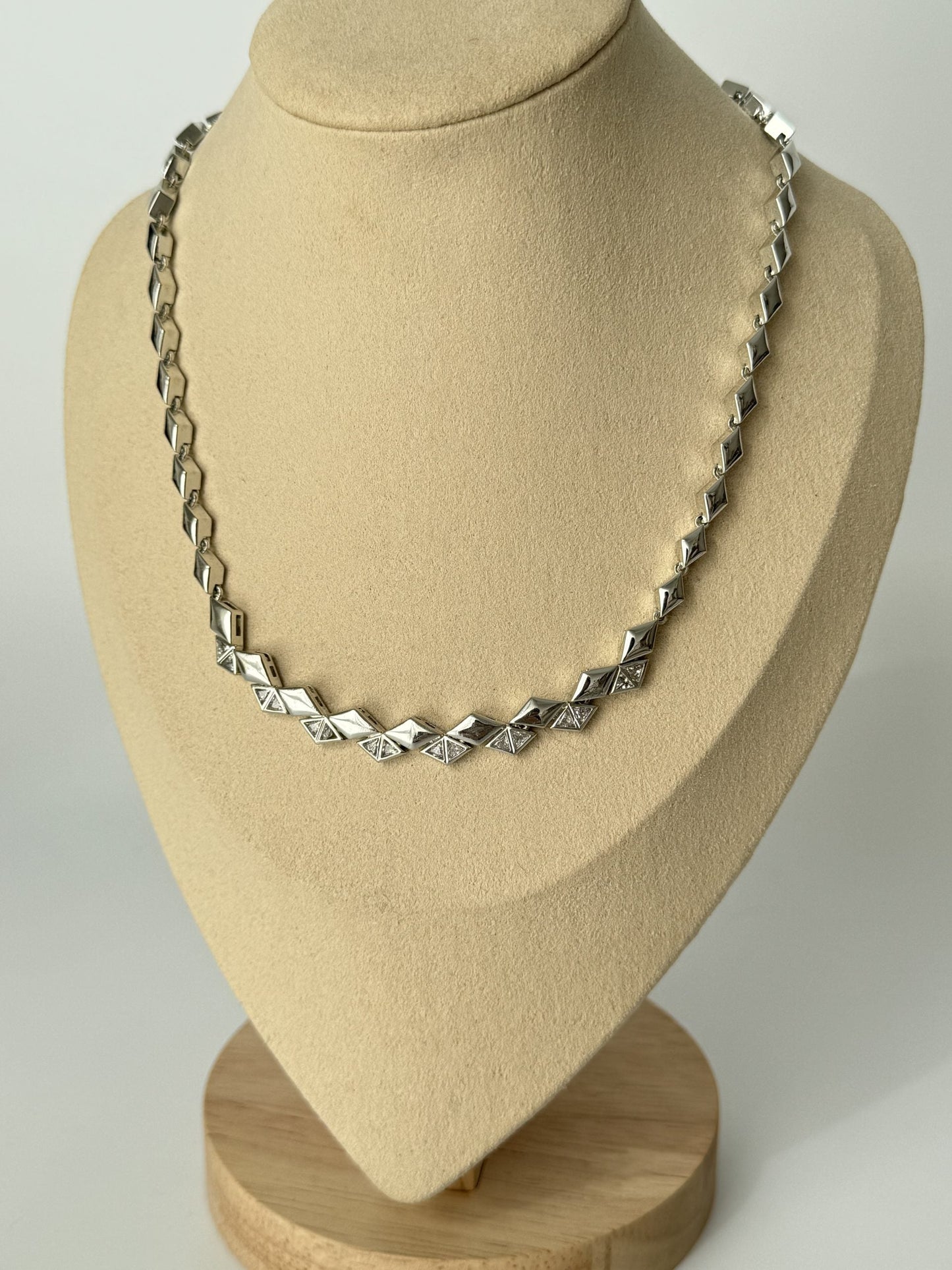 Imported Silver Baklava Slice Necklace - Elegant and Unique Jewelry Piece