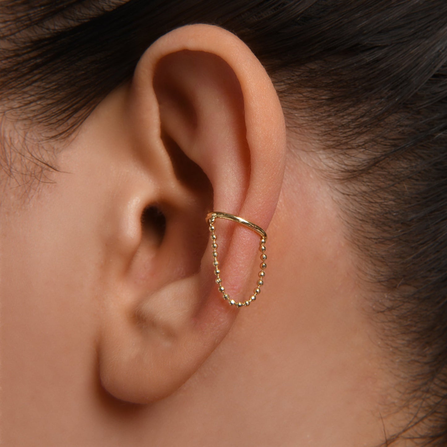 Stylish Gold Hoop Ear Cuff with Clustered Design - Perfect Statement Piece!