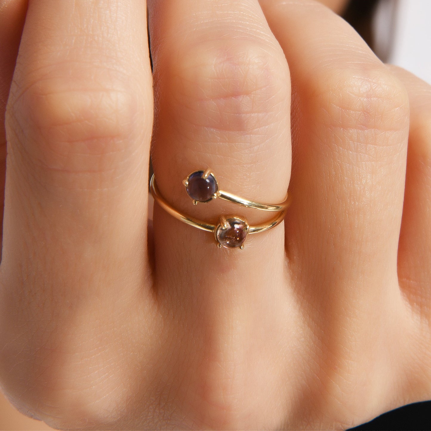 Stunning Gold Ring with Double Tourmaline Stones