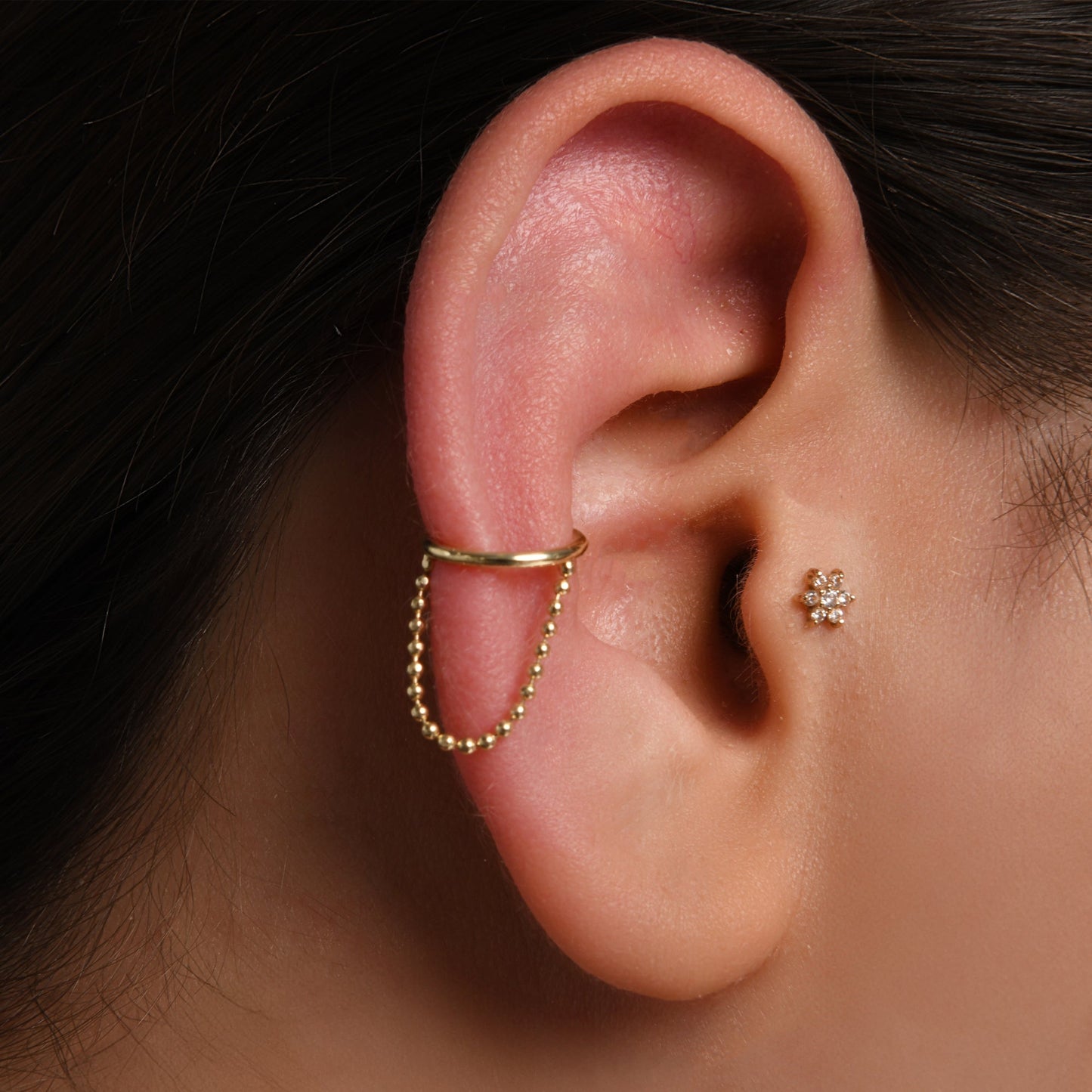 Stylish Gold Hoop Ear Cuff with Clustered Design - Perfect Statement Piece!