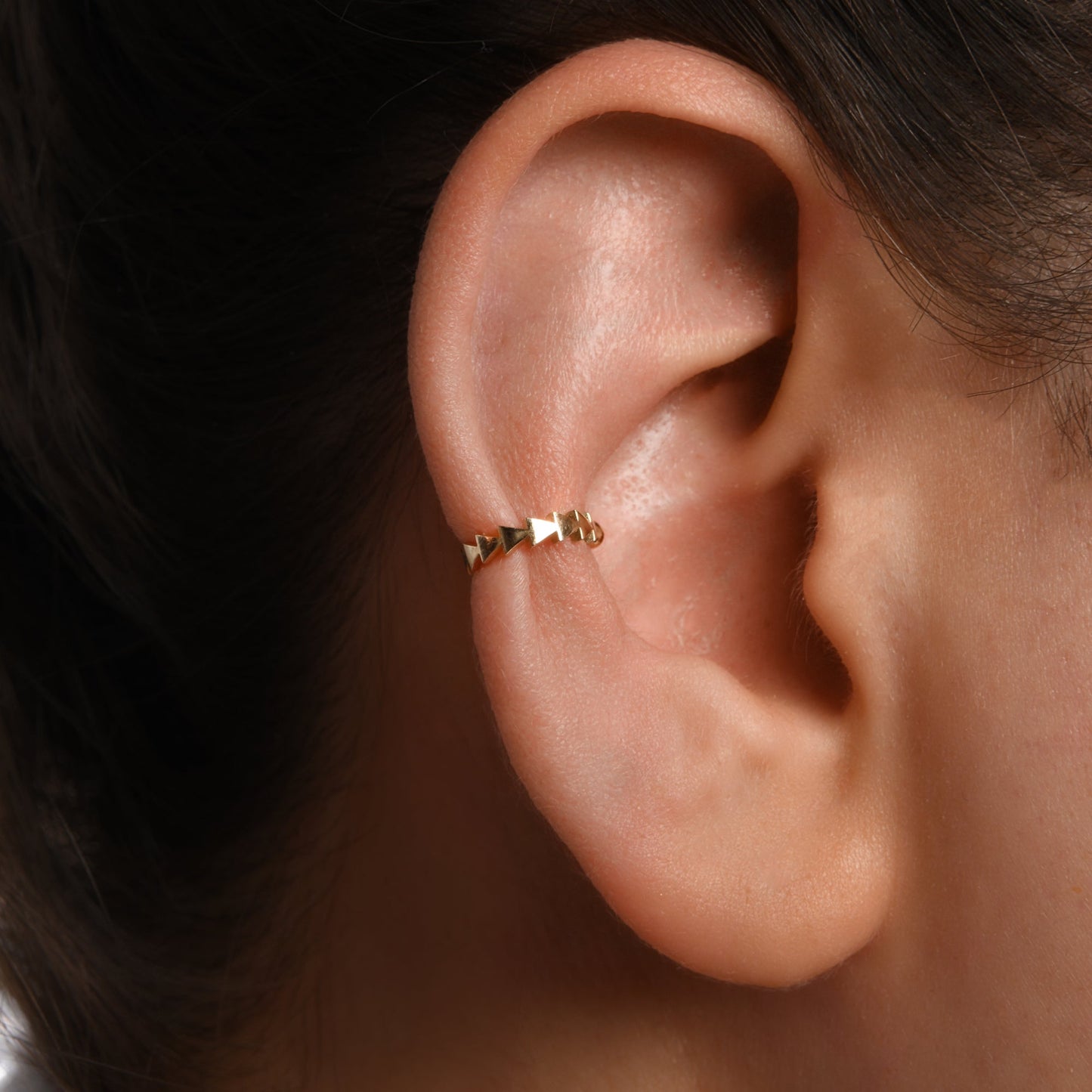 Stylish Havana Triangular Gold Ear Cuff - Unique Statement Jewelry