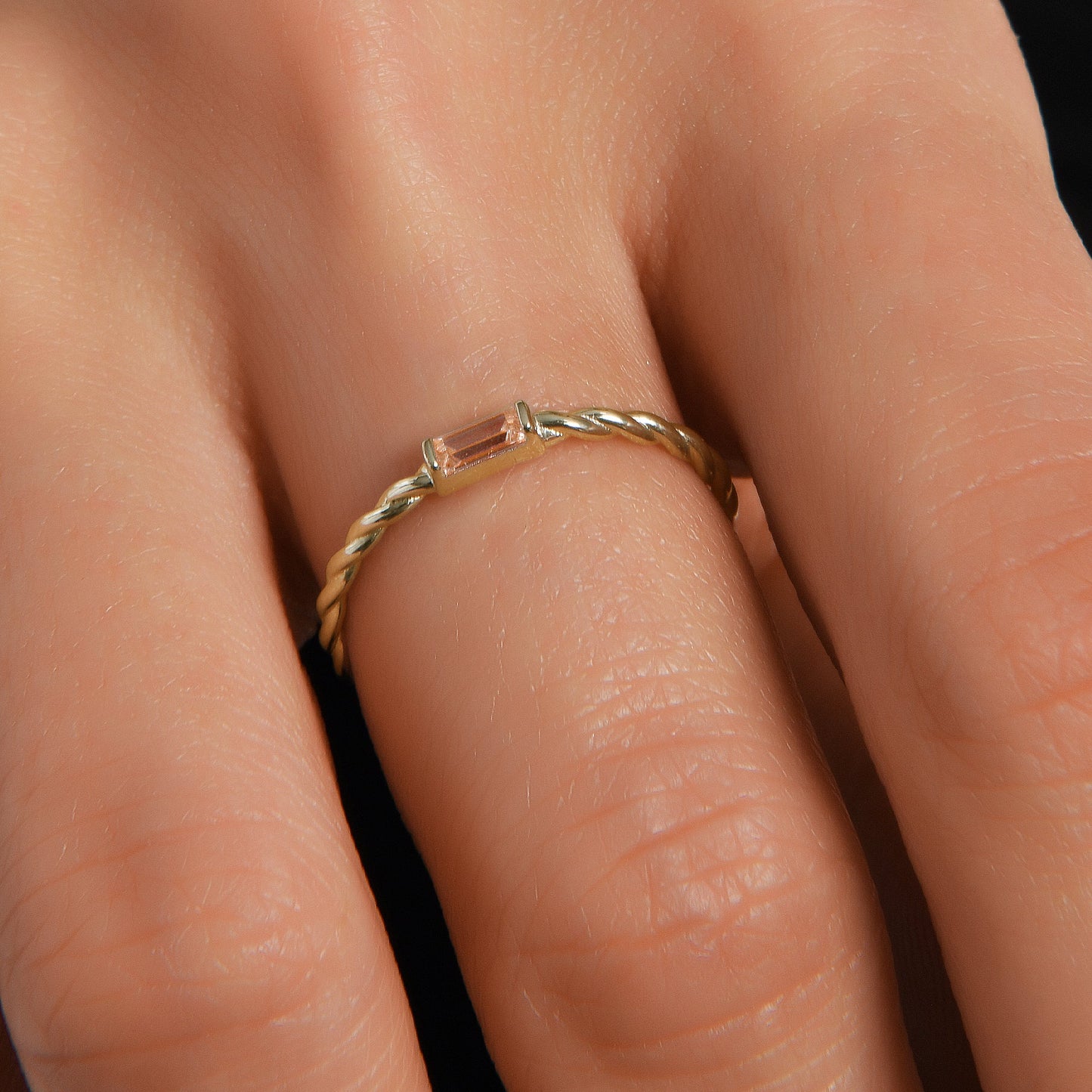 Stunning Gold Ring with Horizontal Baguette Cut Stones