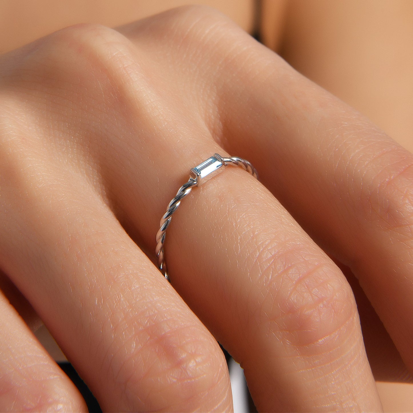 Stunning Gold Ring with Horizontal Baguette Cut Stones