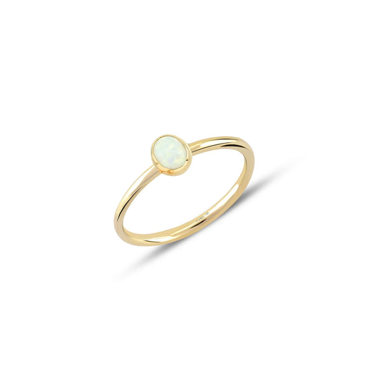 Stunning Mini Opal Stone Gold Ring - Elegant and Unique Jewelry Piece