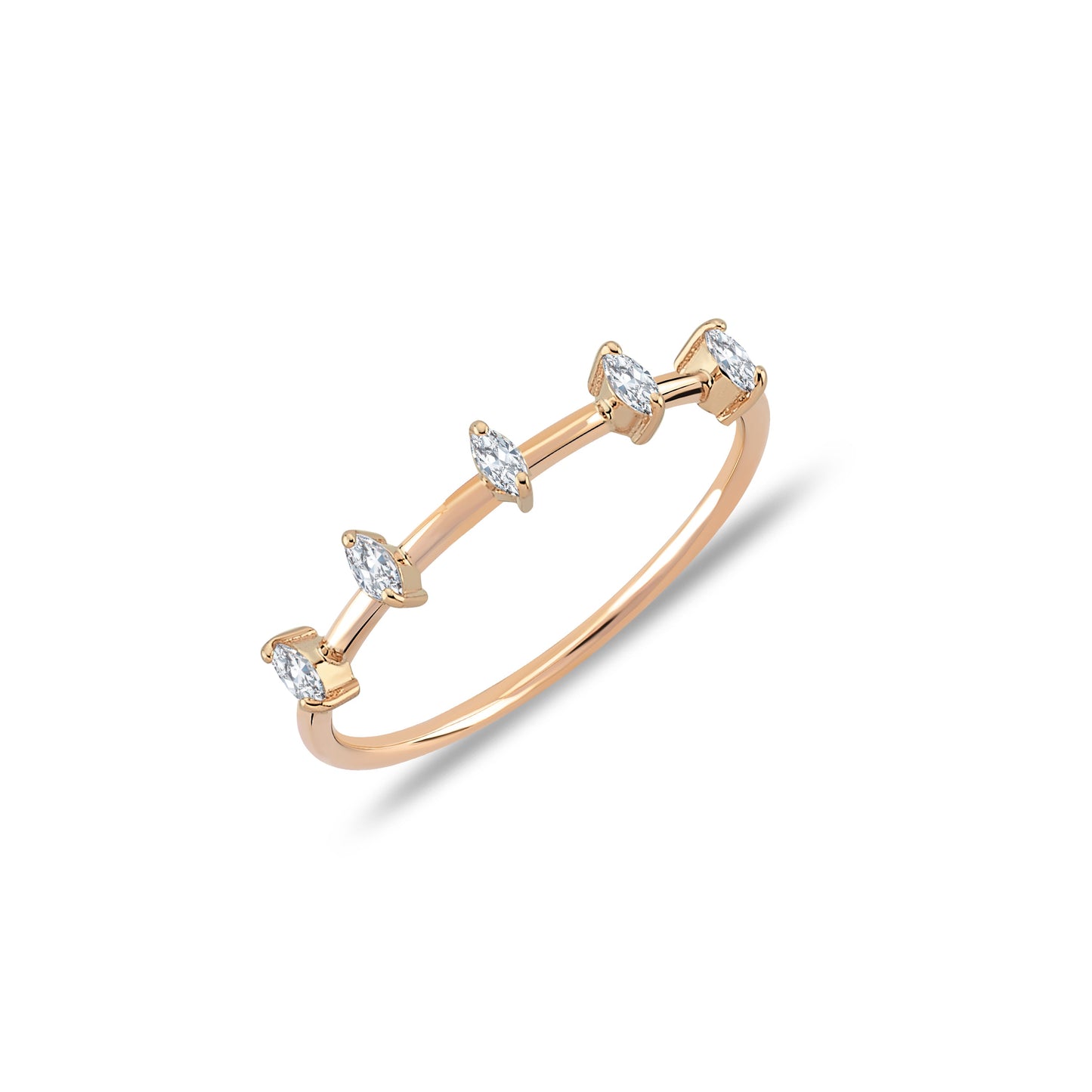 Stunning Five-Stone Marquise Gold Ring - Cabaret Collection