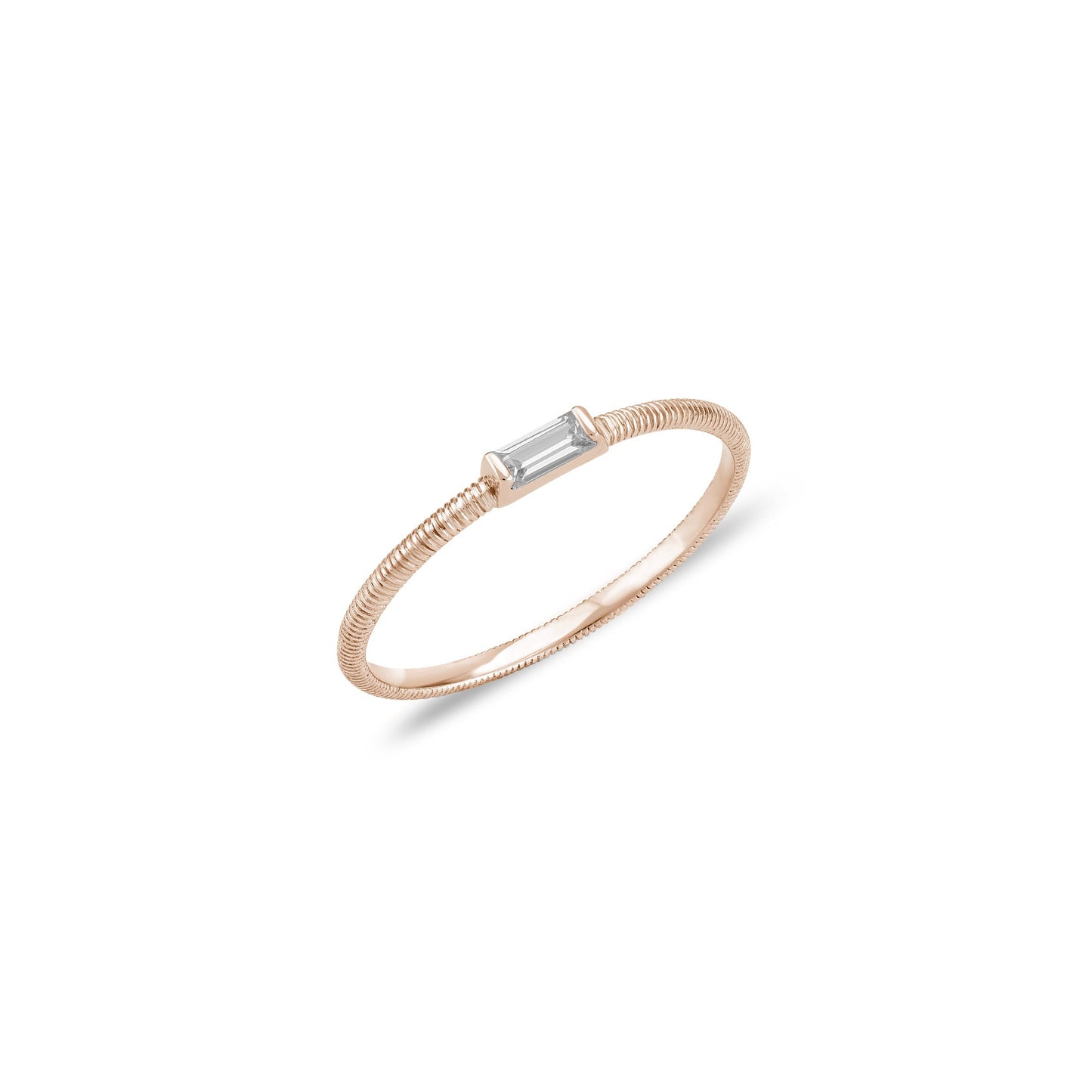 Stunning Horizontal Gold Ring with Textured Line Design and Sparkling Stones